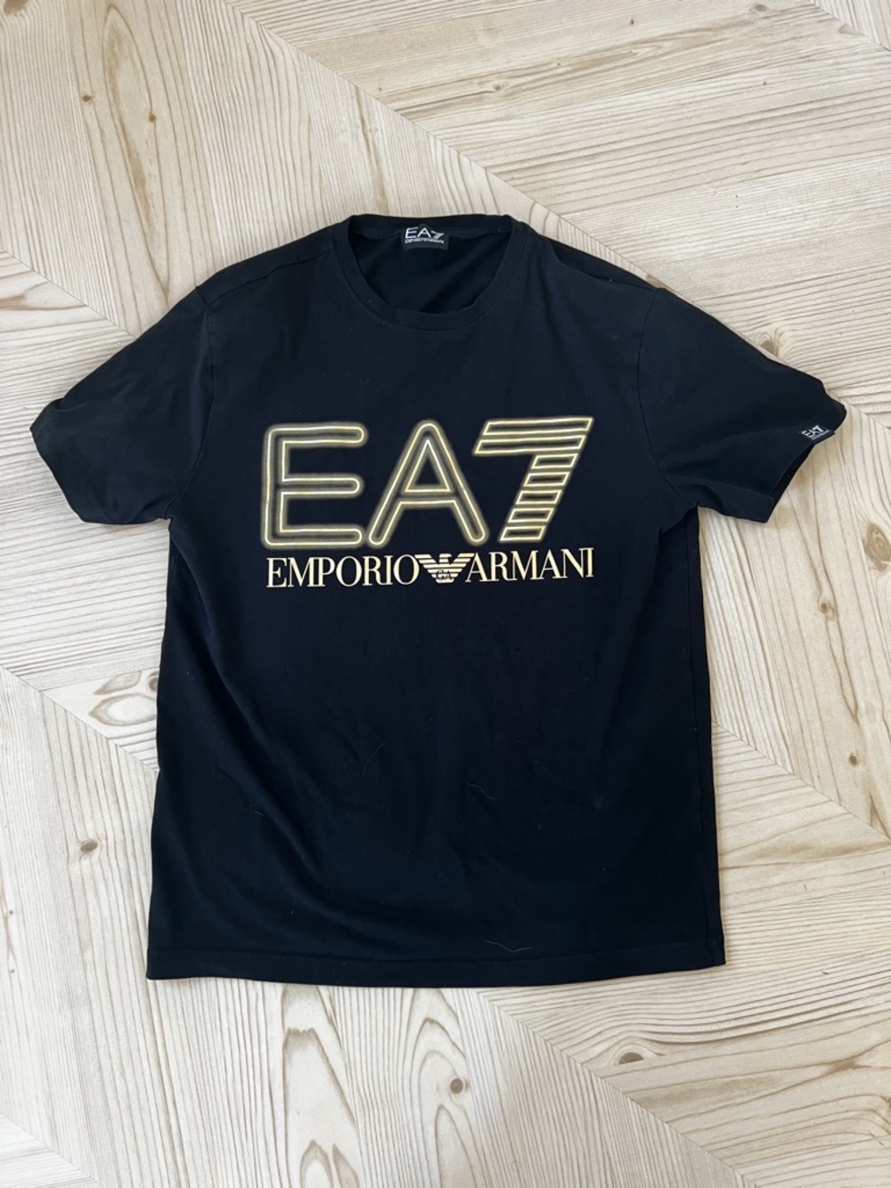 Emporio Armani EA7 Black T-Shirt with Gold Logo